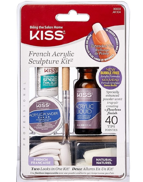 Kiss Acrylic French Manicure Fake Nails Sculpture Kit - Natural - 40ct #AK104