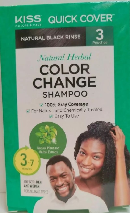 Kiss Colors & Care Quick Cover Natural Black Rinse Color Change Shampoo #CCS01
