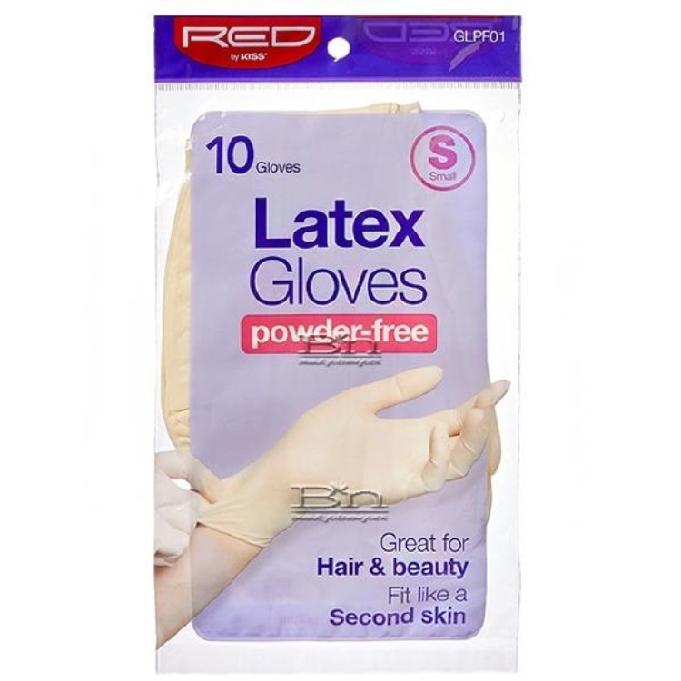 Red By Kiss GLPF01 Latex Gloves Powder Free Small 10 gloves Beauty Depot