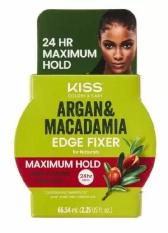 Kiss Argan & Macadamia Edge Fixer For Naturals Maximum Hold Gel 2.25oz