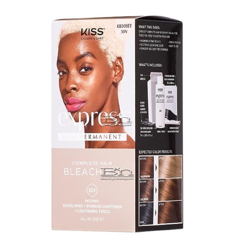 Kiss Colors & Care KB30SET 30V Express Semi-Permanent Complete Hair Bleach Kit #KB30SET