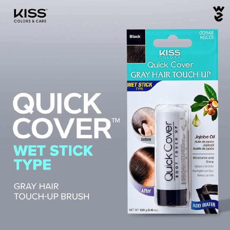 Kiss Trucolor Quick Cover Gray Hair Touch Up Wet Stick #KGC01 - Black