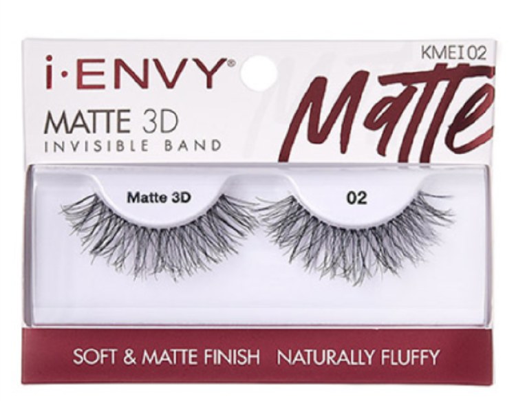 Kiss I Envy Matte 3D Invisible Band Eyelashes  Soft & Matte Finish - Naturally Fluffy #KMEI02