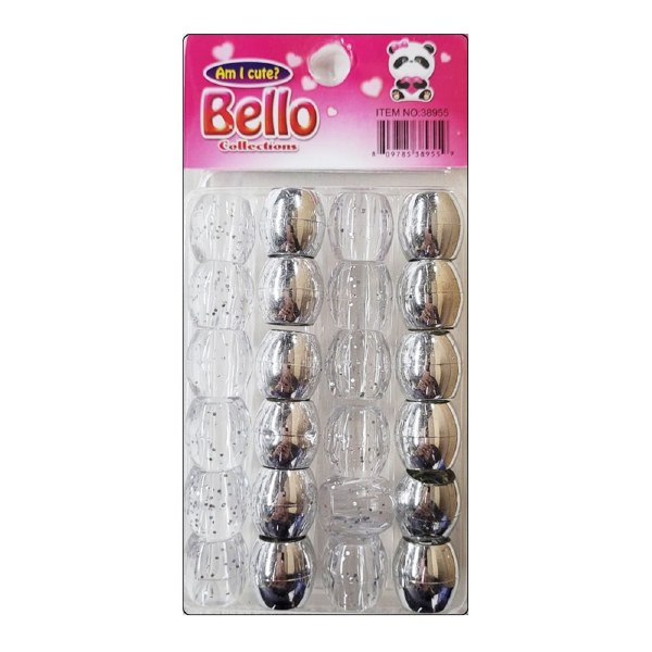 Bello Collections JUMBO Hair Beads - Small Pack - CLEAR / SILVER #38955