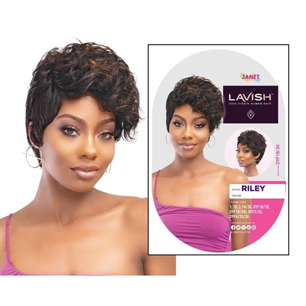 Lavish 100% Natural Virgin Remy Human Hair Wig - Riley - # 1B