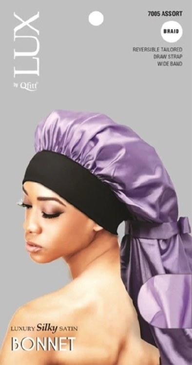 Qfitt Luxury Silky Satin Reversible Bonnet Adults #7005 Assorted Colors Braid