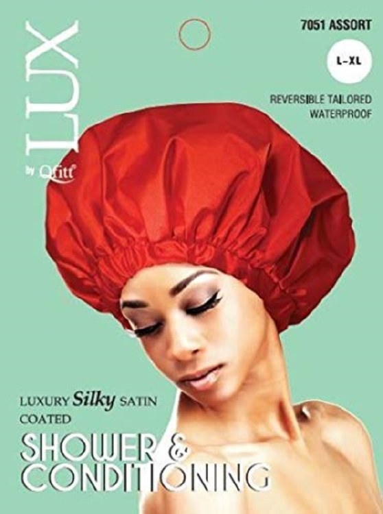 QFitt Lux  Luxury Silky Satin Coated Shower and Conditioning Assorted Colors Hair Cap #7051 LXL