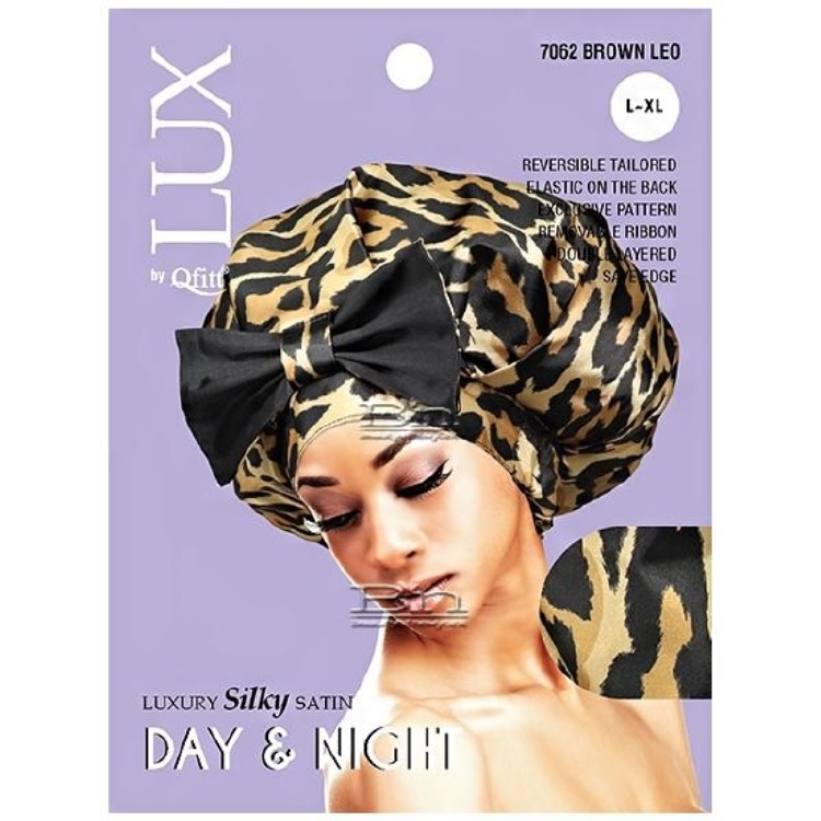 QFitt Lux  Luxury Silky Satin Day & Night Hair Cap #7062 Leo  LXL