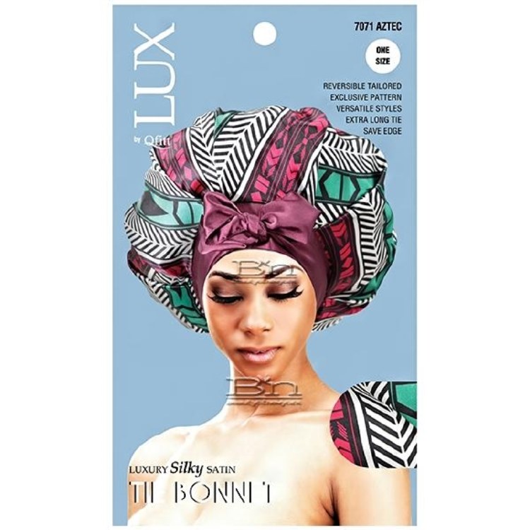 QFitt Lux  Luxury Silky Satin Tie Bonnet One Size #7071 Afro Assorted Color