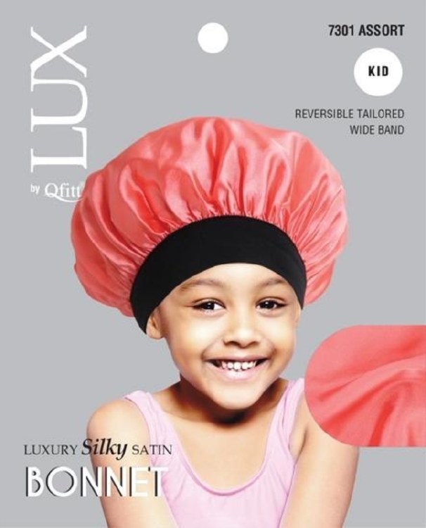 Qfitt Lux Luxury Silky Satin Reversible Bonnet for Kids #7301 Assorted