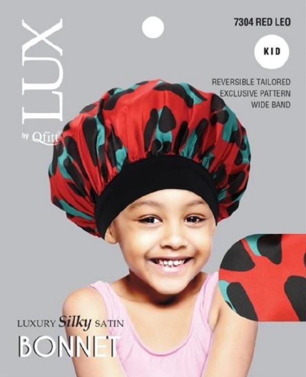 QFitt Lux Luxury Silky Satin Bonnet for Kids Assorted Colors #7304 Leo