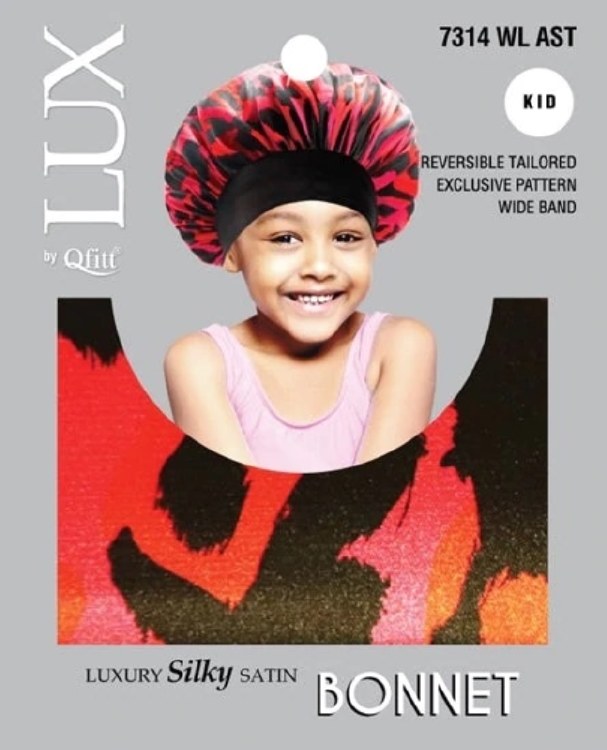 Qfitt Lux Luxury Silky Satin Reversible Bonnet for Kids #7314 WL Assorted