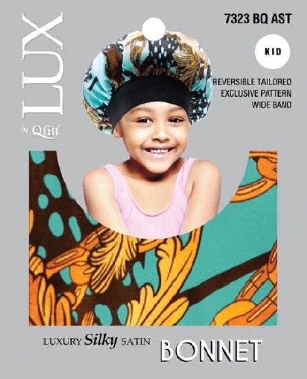Qfitt Lux Luxury Silky Satin Reversible Bonnet for Kids #7323 BQ Assorted