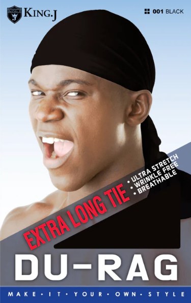 King J Tie Down Du Rag #001 - Black