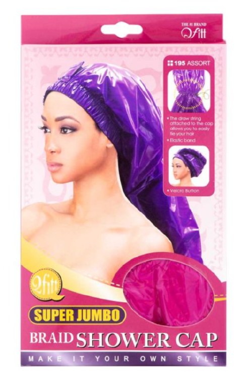 QFitt Super Jumbo Braid Shower Cap Assorted Colors #195