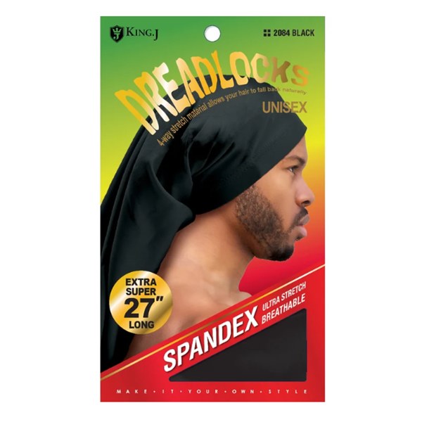 King J Extra Super Long Dreadlocks Spandex Cap #2084 - Black