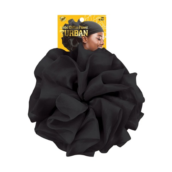 Qfitt Jumbo Chiffon Flower Turban #286 - Black