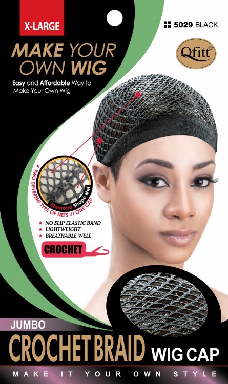 QFitt Jumbo Crochet Braid Wig Cap X-Large #5029 - # Black