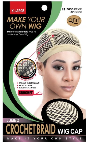 Qfitt Jumbo Crochet Wig Cap #5030 - Beige