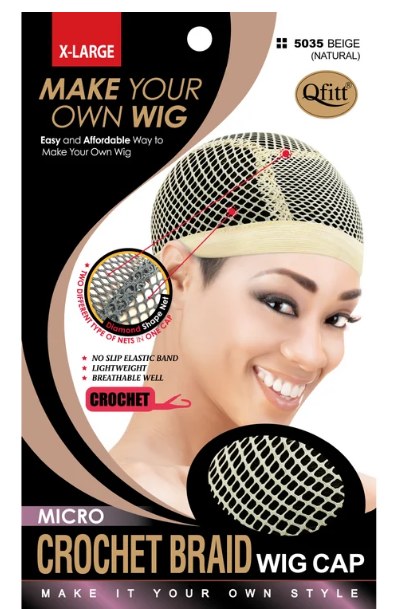 Qfitt X-Large Micro Braid Crochet Wig Cap #5035 - Beige