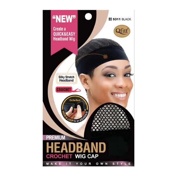 Qfitt Headband Crochet Wig Cap #5311 - Black