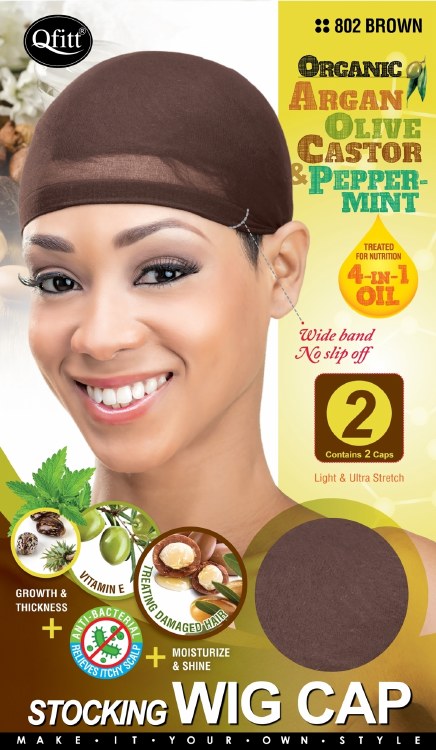 QFitt Stocking Wig Cap - 2caps #802 - # Brown