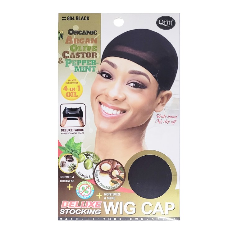 QFitt Deluxe Stocking Wig Cap Black #804 - # Black