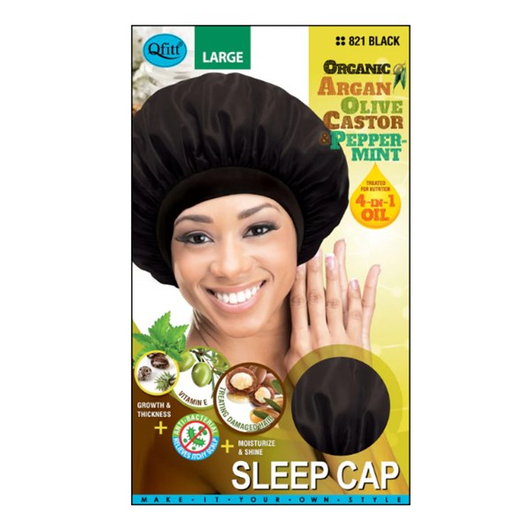 QFitt Large Sleep Cap #821 - Black