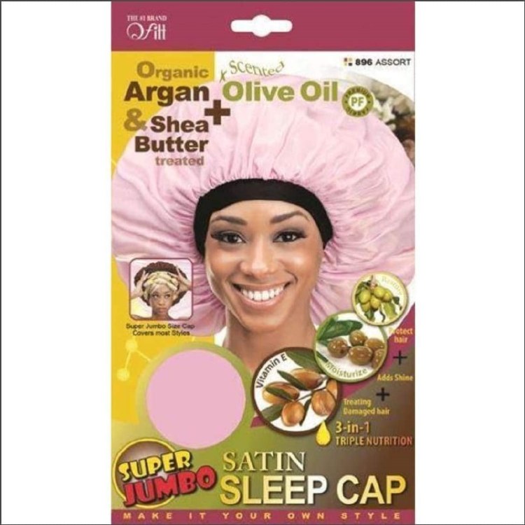 QFitt Organic Argan & Shea Butter Satin Sleep Cap Assorted Colors #896