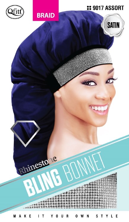 QFitt Bling Bonnet Rhinestone Satin #9017 Assorted Colors Braid