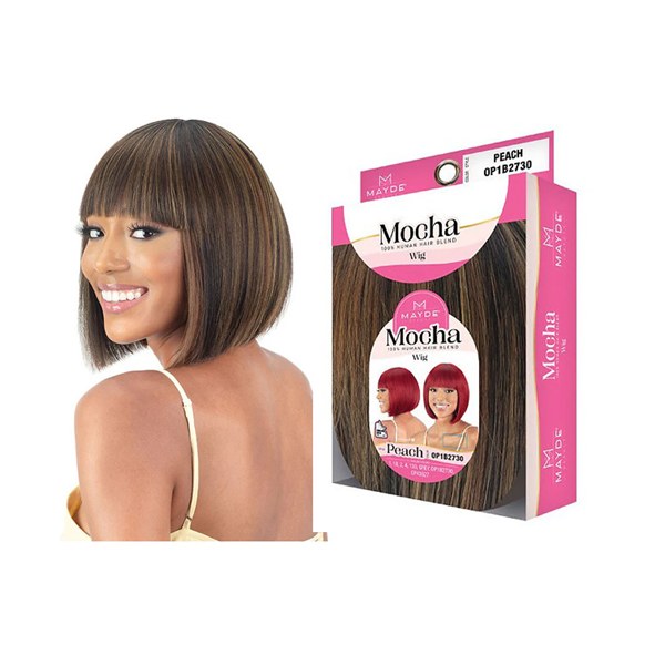 Mayde Mocha 100% Human Hair Blend Wig - Peach #1B