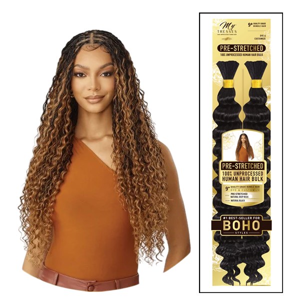 My Tresses Pre-Stretched Natural Deep Bulk 18 Inch - # NATURAL BLACK