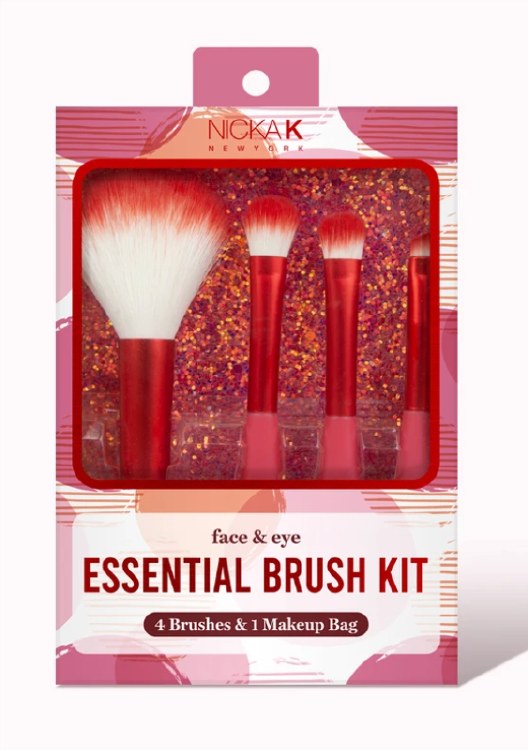 Nicka K Essentail Brush Kit Travel Size Red