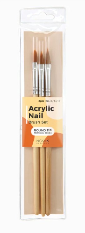 Nicka K Acrylic Nail Brush Set #TBNA02 Wood