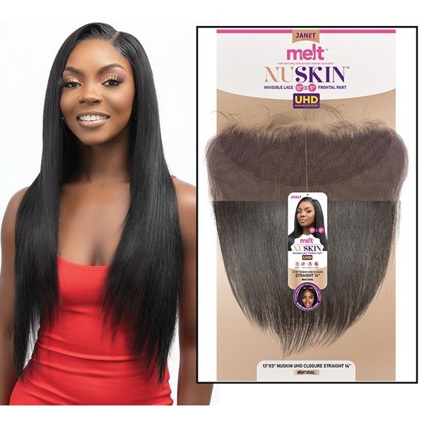 Melt 13x5 Nuskin UHD Lace Closure - Straight - 12 Inch # Natural Black