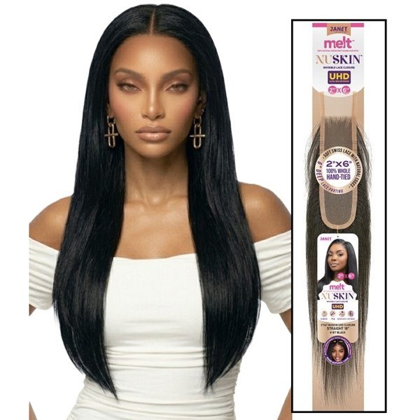 Melt Nuskin UHD 2x6 Lace Closure - Straight - 12 Inch # Jet Black