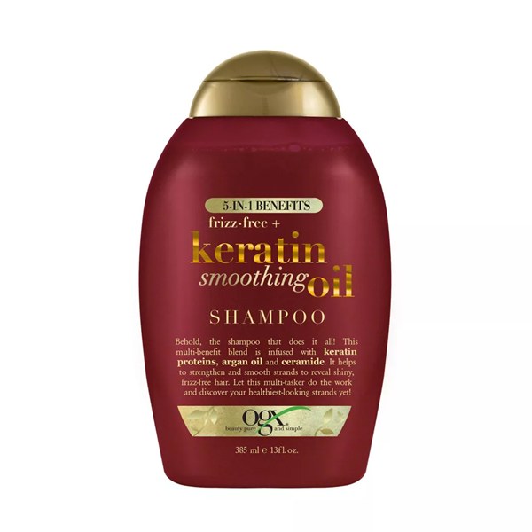 OGX Frizz-Free + Keratin Smoothing Oil 5 in 1 Shampoo 13oz