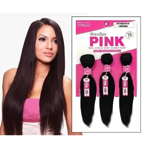 Soprano Brazilian Pink Virgin Remy Bundle Pack Yaki Straight - # Natural