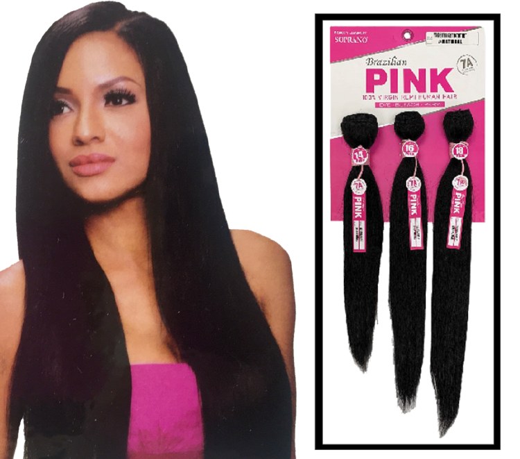 Soprano Brazilian Pink Virgin Remy Bundle Pack Yaki Straight - # Natural