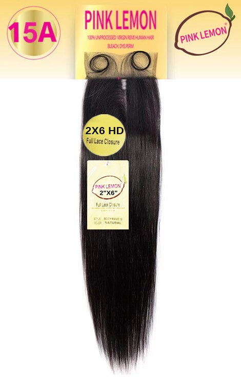Pink Lemon 15A - 2x6 Closure - Straight 12 Inch - # Natural