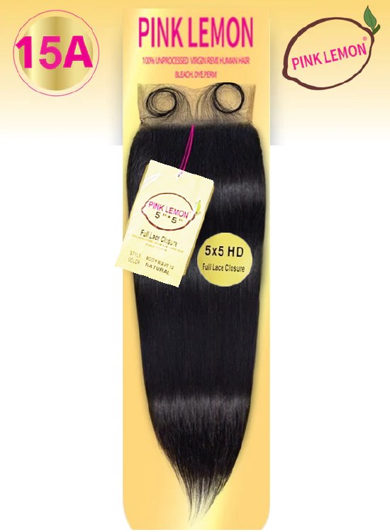 Pink Lemon 15A - 5x5 Closure - Straight 12 Inch - # Natural