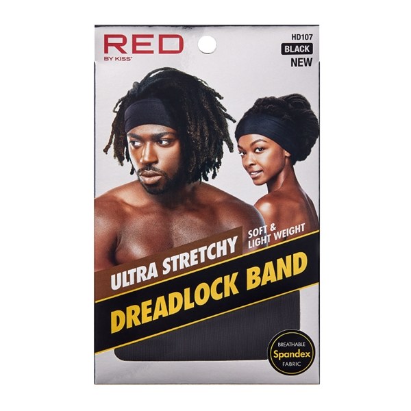 Red Ultra Stretchy Dreadlock Band #HD107 - Black