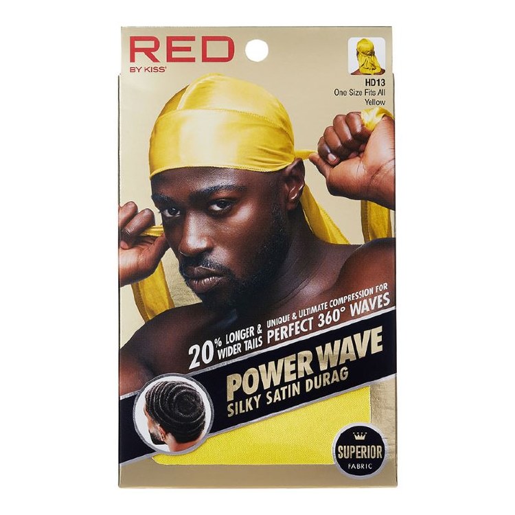 Red by Kiss Power Wave Silky Satin Durag Yellow #HDUPP03