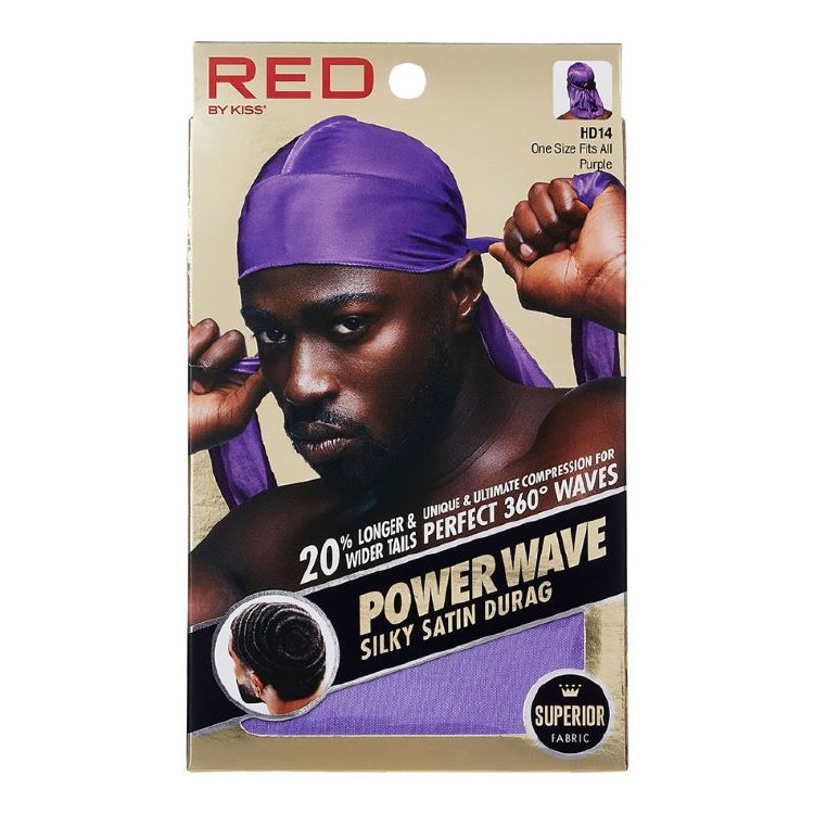 Red by Kiss Power Wave Silky Satin Durag Purple #HD14