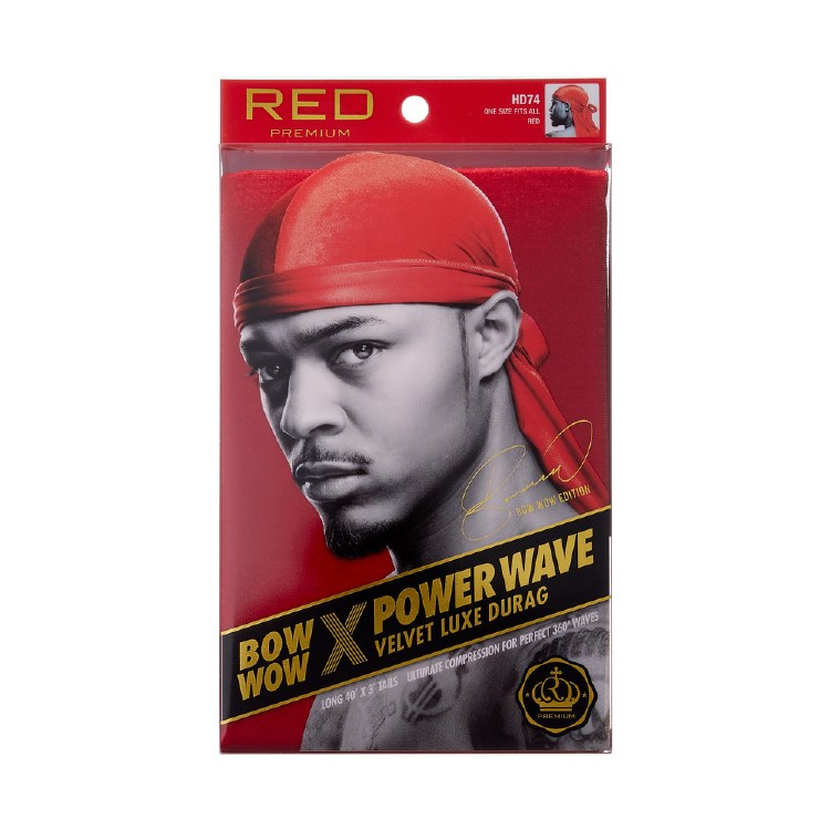 Red by Kiss Bow Wow x Power Wave Velvet Luxe Durag #HD74 - Red