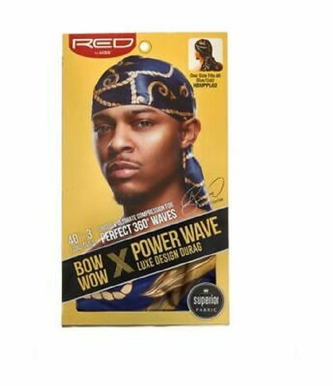 Red by Kiss Bow Wow x Power Wave Luxe Design Durag Blue and Gold #HDUPPL02