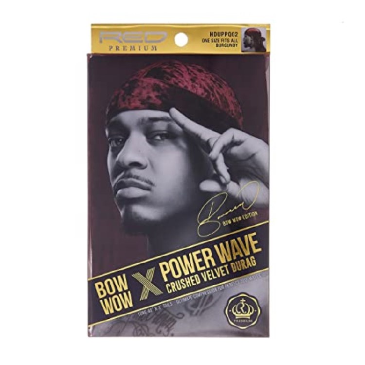 Kiss Red Premium Bow Wow x Power Wave Crushed Velvet Durag #HD82 - Burgundy