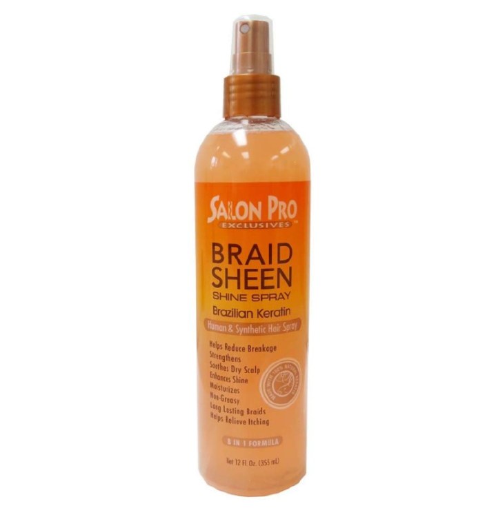 Salon Pro Braid Sheen Shine Spray Brazilian Keratin 12oz