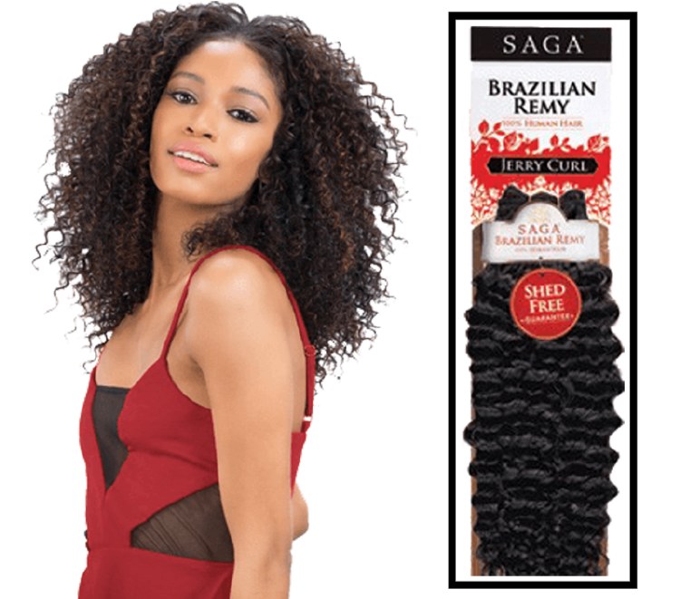 Saga Brazilian Remy Jerry Curl 14 Inch