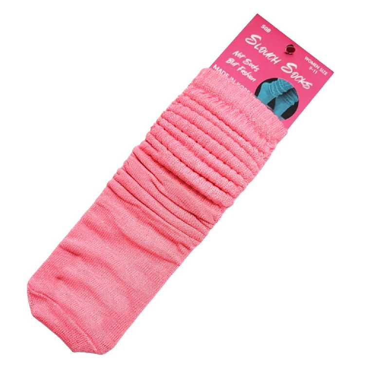 SGB Slouch Socks - Silver Glitter - Light Pink